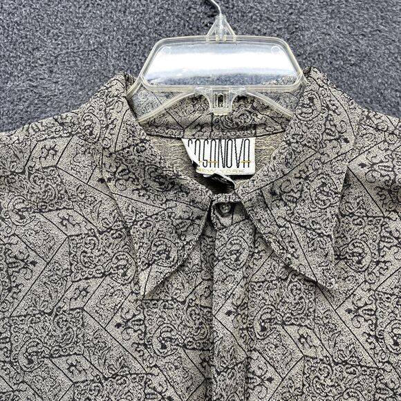 Vintage Button Up Shirt Medium Geometric long Sleeve Retro Preppy Loose Casanova - Picture 3 of 14